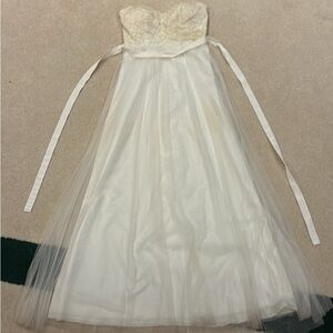 Jenny Yoo Cream Strapless Gown